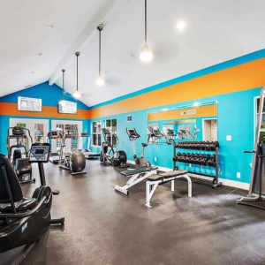 Fitness Center at Tonti Lakeside with free weights and cardio equipment